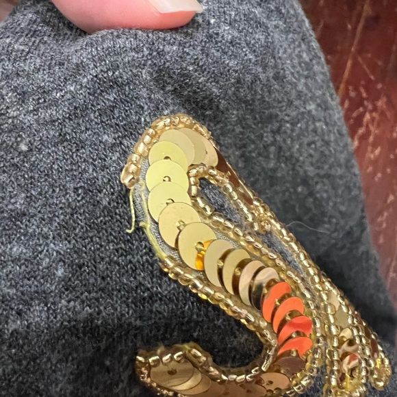 Dark grey beaded and sequin fleece crewneck - Picture 9 of 9